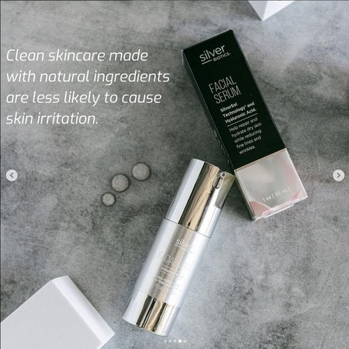 Silver Biotics Anti-aging Colloidal Nano-Silver Facial Serum Gel | Great For Blemishes, Scars & More All Natural Face Care | 20 PPM Silversol + 2% Hyaluronic Acid | 1 fl oz