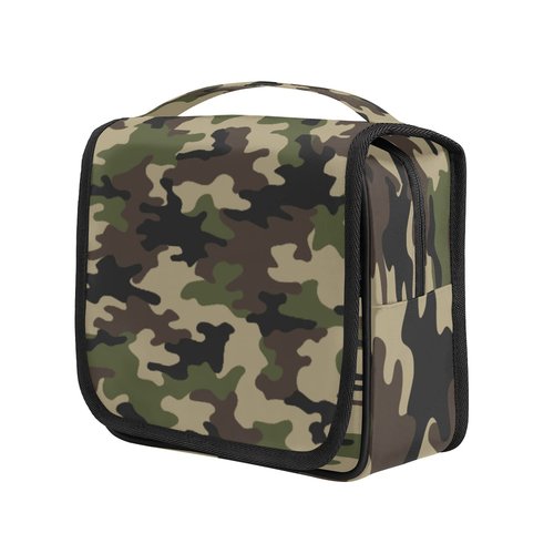 Bardic Green Camouflage Hanging Toiletry Bag Portable Hanging Travel Makeup Bags Waterproof Large Cosmetic Bag Travel Toiletry Kit for Women Girls