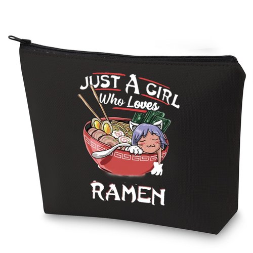G2TUP Ramen Lover Cosmetic Bag Ramen Foodie Gift Just A Girl Who Loves Ramen Makeup Zipper Bag for Women Girls (Ramen makeup)