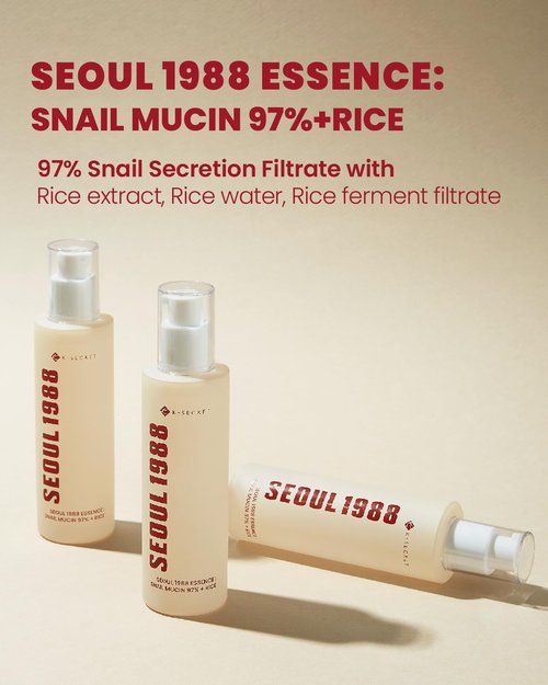 K-SECRET SEOUL 1988 Snail Mucin 97% Essence – Concentrated Yet Lightweight Formula Infused with 97% Snail Mucin | Soothing & Fast-Absorption Facial Serum | Korean Skincare, 100ml / 3.38 fl oz