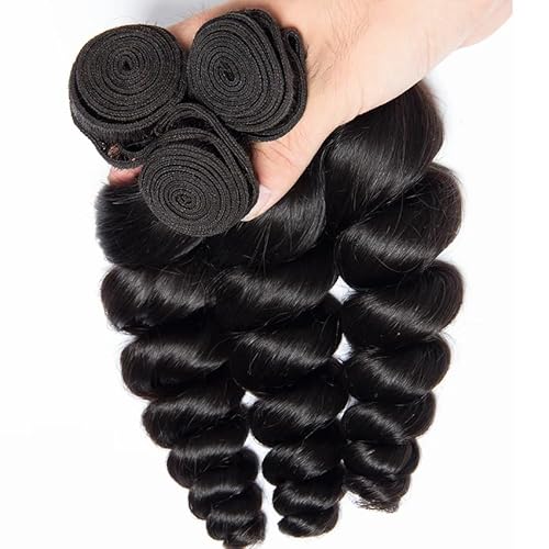 26 28 30 Inch Loose Wave Bundles Unprocessed Brazilian Virgin Remy Hair Extensions Natural Color Loose Wave Bundles Human Hair Weave