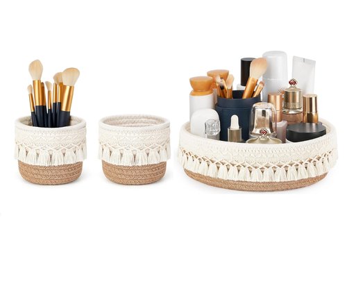 Mkono 3 Pcs Macrame Storage Baskets