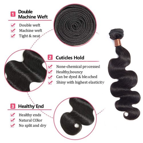BLACKMOON HAIR Indian Virgin Hair Body Wave Human Hair Bundle 100% Unprocessed Human Virgin Hair One Bundle 20 inch 100g Natural Black Color