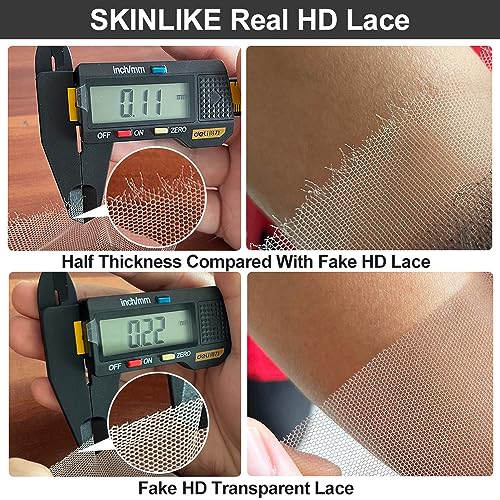 SKINLIKE Real HD Lace Frontal Human Hair Pre Plucked Natural Hairline Invisible Closure Ultra Thin Swiss HD Lace Bleach Knots Closure Human Hair with Baby Hair (13x4 Hd Straight, 20 inch)