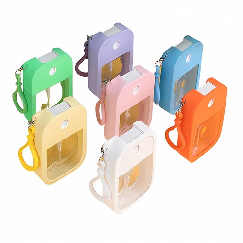 EMISSU 7 Pieces Portable Perfume Spray Bottle for Travel, 38ml Mini Reusable Card Sprayer Bottle with Hook and Silicone case for Hand Sanitizer Fragrance Cosmetic (Multicolor)