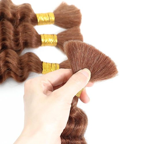 Brown Human Braiding Hair for Boho Braids 150g 20 20 20 Inch Curly Boho Hair for Braiding Knotless Color 30 Deep Wave Bulk Bohemian 3 Bundles/Pack