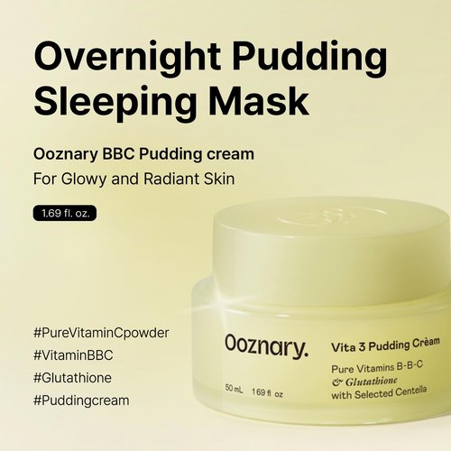 OOZNARY Vita 3 Pudding Cream with Vitamin BBC and for Radiant Glow & Extra Hydration | Korean Skin care | 1.69 fl.oz 50ml