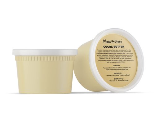 Plant Guru Raw Cocoa Butter 14.5 oz. 100% Pure Natural Unrefined FOOD GRADE Arriba Nacional Cacao Bean, Great For Chocolate Making, Soap, Lip Balm and Moisturizer For DIY Body Butters