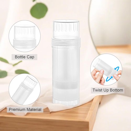 Mirrline 12 Pcs 60ml/2oz Empty Deodorant Containers Twist Up Plastic Deodorant Holder Tube for Lipstick Crayon Chapstick Sunscreen Bar - Translucent (Pack of 2)