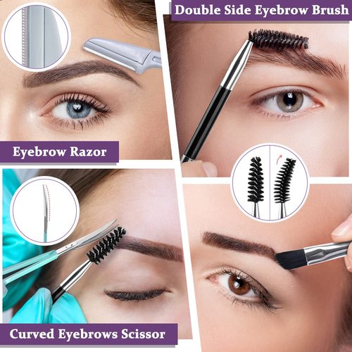 TsMADDTs 7PCS Tweezers for Women Facial Hair, Precision Tweezer Set for Eyebrows with Curved Scissor and Eyebrow Razor for Ingrown Hair