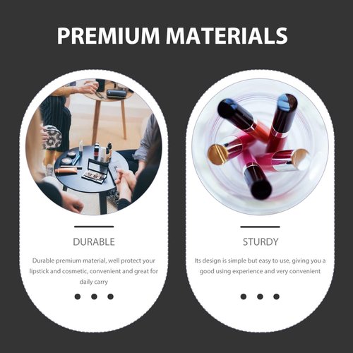 Beavorty Purse Holder PU Leather Lipstick Case with Mirror Lipstick Holder Portable Lip-Balm Organizer Travel Cosmetic Containers for Lip-Balm Gloss Black Small Stand