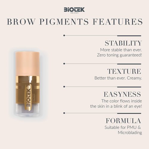 BIOTEK Brow Pigment for Permanent Makeup - Neutral Blond Color for Eyebrows - Inorganic Creamy - Made in Italy - Moscow 0,24 fl.oz.