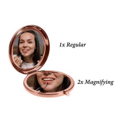 FOOZDEEVAAQ Religious Compact Mirror, Baptism & First Communion Gift for Girls, 2.56in Round, Rose Gold