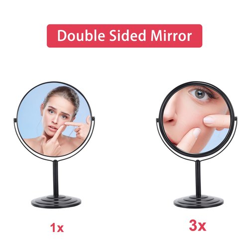 Schliersee 3X Magnifying Vanity Makeup Mirror Double Sided 7 Inch 1X/3X Magnification Tabletop Mirror, Black