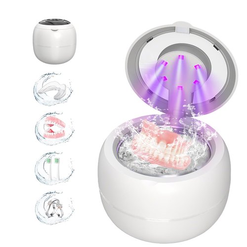 Westdeer Wireless Ultrasonic Cleaner,Westdeer 45kHz,UV Cleaning,for Dentures,Watch Bands,Toothbrush Heads,Pacifiers,Jewelry Rings,4 Modes,210ml Capacity,Travel (white)