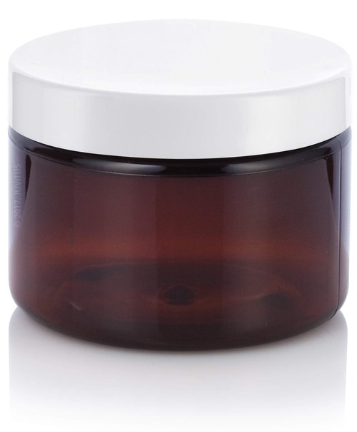 (12 pack) 3 oz Amber PET Plastic Refillable Jar with White Lid