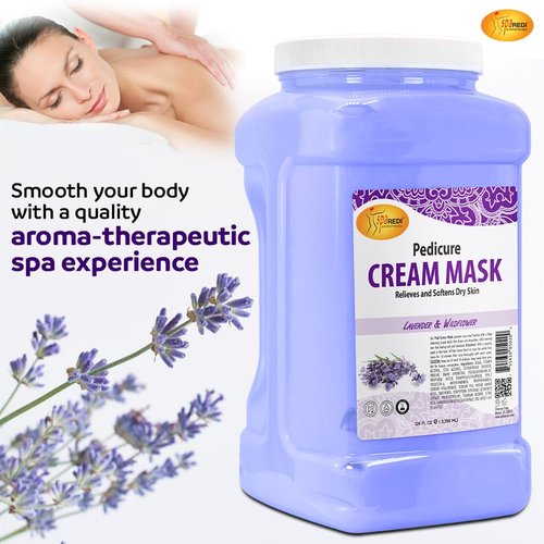 SPA REDI - Body and Foot Cream Mask, Lavender and Wildflower, 128 Oz - Pedicure Massage for Tired Feet and Body, Hydrating, Fresh Skin - Infused with Hyaluronic Acid, Amino Acids, Panthenol