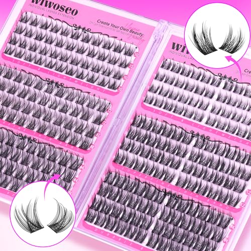 wiwoseo Wispy Lash Clusters Natural Eyelash Clusters Eyelash Extensions Clusters Lashes Natural Lash Extensions Lashes Clusters Lashes 2 Styles Pesta?as Postizas Naturales for Beginners (10-14MM)