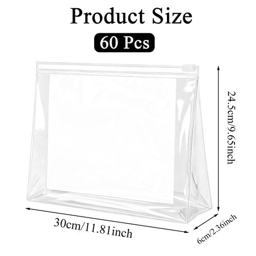 YEAJOIN 60 Pieces Plastic Mini Clear Makeup Bag Small Clear Zipper Pouches Waterproof clear toiletry bags for traveling