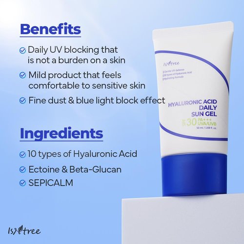 IsNtree Hyaluronic Acid Aqua Gel Cream 100ml, 3.38 fl oz + Hyaluronic Acid Daily Sun Gel 50ml, 1.69 fl oz