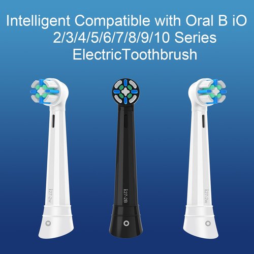 10Pcs Replacement Heads Intelligent Compatible with Oral B iO 2 3 4 5 6 7 8 9 10 Series Electric Toothbrush, IO Brush Heads with Medium Soft Bristles for Gum Care & Sensitive Teeth (White)
