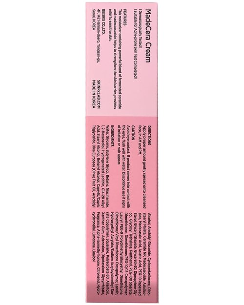 SKINRxLAB Made Cera Cream - Acne & Redness Relief Face Moisturizer, Sebum Control, Improving Skin Barrier with Ceramide and Madecassoside, Anti-Aging and Pore Minimizing Face Cream, 1.69 fl.oz.