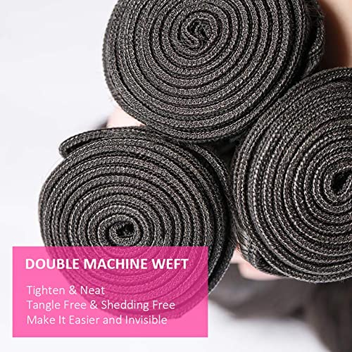 Body Wave Brazilian Virgin Bundles - Ocean Wave Natural Black 100% Unprocessed 3 Bundles (10 12 14 Inch) Weave Hair Extensions