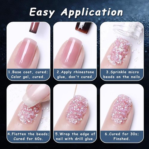 Tiny Nail Rhinestones 1.5mm Clear AB Mini Pixie Crystals Gems, 0.6-0.8mm Iridescent Micro Caviar Beads Sugar Glitter Beads Dust Charms for Nail Art Design DIY Crafts Accessories
