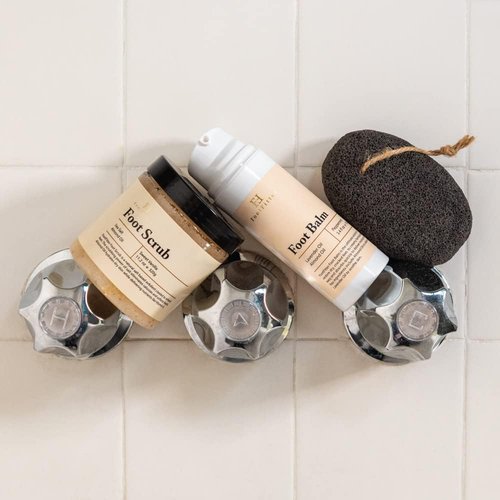 FootFitter Pedicure Foot Care Set with Sea Salt Scrub, Volcanic Pumice Stone & Repair Balm for Dry Skin, Cracked Heels, and Rough Feet