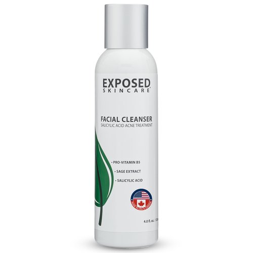 Exposed Skin Care, Acne Facial Cleanser with 0.5% Salicylic Acid for Sensitive and Acne-Prone Skin – Gentle Daily Face Wash for Breakout, Blackhead and Excess Oil – Natural, Non-toxic and Cruelty Free