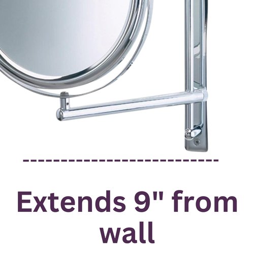 JERDON Two-Sided Wall-Mounted Makeup Mirror with 3X-1X Magnification –9” Diameter Mirror Extends 9” – Polished Chrome Finish - Model JP3030CF