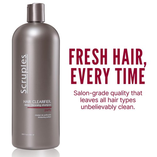 Scruples Hair Clearifier Shampoo - Professional Grade Deep Cleansing Shampoo - Clarifying Agents Remove Metals, Minerals and Chlorine - Detox and Vitality Boosting for All Hair Types (33.8 oz)