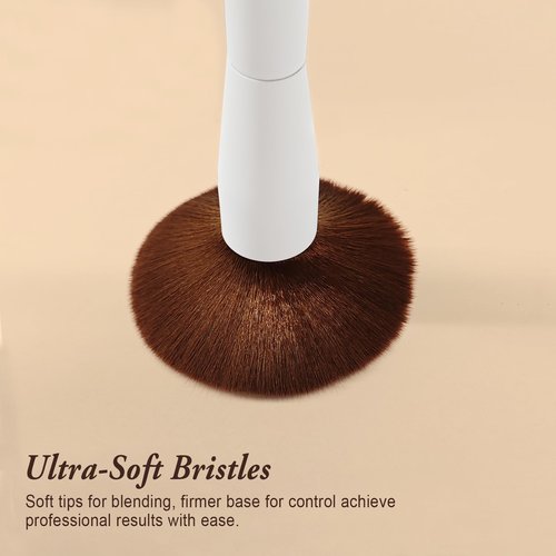 Brush Master Makeup Brushes Set 12Pcs Professional Kabuki Foundation Eyeshadow Blush Blending Lip Full Face Cosmetic Kit W/Makeup Brush Set with Holder(White)
