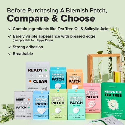 I DEW CARE Blemish Skincare Set - Ready Aim Clear | Face Mask & Acne Patch & Pimple Popper Tool, with Tea Tree Oil, Soothing & Hydrating, Treatment, Oily & Sensitive Skin