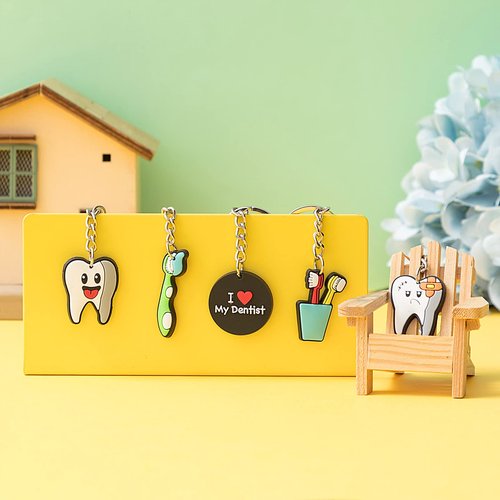 Henoyso 36 Pcs Tooth Shape Keychain Dentist Key Ring Dental Assistant Gifts Cute Tooth Ornament Keychain Gift for Dentist Students Office Staffs Dental Assistants