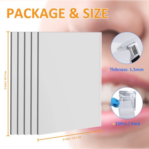 ANNWAH 15Pcs Dental Vacuum Forming Splint Sheets, Thermoforming Materials for Vacuum Forming Machine 5'' x 5''(Hard,1.5mm)