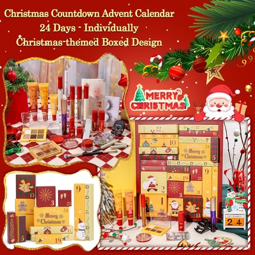 UCANBE Makeup Advent Calendar 2025, 24 Days Christams Makeup Sets For Women Gift, 2025 Xmas Countdown Calendar 24 Individually Boxed Full Make Up Kits For Teens Beauty Gift