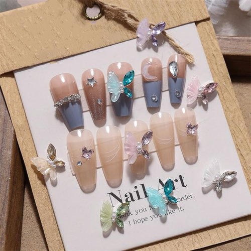Kawaii Nail Charms Cute 3D Butterfly Nail Charms Butterflies Rhinestones for DIY Nail Art Decoration 30Pcs (1Style)