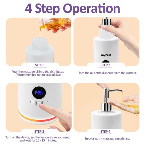 JayPact Oil Warmer for Massage, Massage Oil Lotion Warmer with Roller & Gua Sha Set for Spa, Body Oils Heater with Two Oil Bottle Dispenser, Portable Body Oil Warmer, Adjustable Temperature(86-149°F)