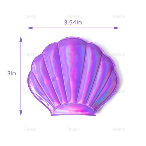 AUEAR, 4 Pack Glitter Shell Mirror Double-Sided Magnification Makeup Mini Portable Foldable Handheld Compact for Purse Handbag Pocket Women Colors