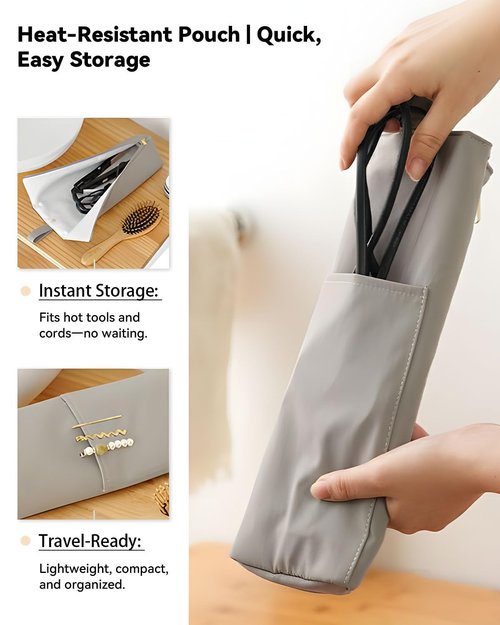 Easy-U Hot Iron Holder & Mat, Heat Resistant Travel Bag for Curling Iron, Flat Iron - Hair Tool Organizer for Home, Travel