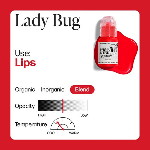 Perma Blend - Lady Bug - Orangey Red Tattoo Ink for Permanent Makeup - Lip Blush Microblading Ink to Enhance Color - Lip Blushing & Tattoo Supplies - Vegan (0.5 oz)