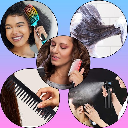 12Pcs Detangling Brush Set for Curly Hair, Curly Hair Brush with Sleep Bonnet Afro America/African 3a to 4c Texture, Easier and Faster on Wash Days