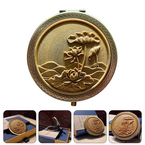 Mipcase 1pc Vanity Mirror Cosmetic Mirror Vintage Metal Make Pocket Vintage Compact Travel Makeup Compact Travel e Handbag Glass Clamshell Handheld