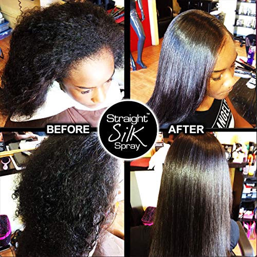 Straight Silk Spray with Moroccan Argan Oil | Hair Straightening Protector & Detangler | Alcohol-Free | Heat Protectant up to 450¡ÆF | Flat-Iron | Blow-Dry | Unscented | Hair Spray | MADE IN USA (64oz)