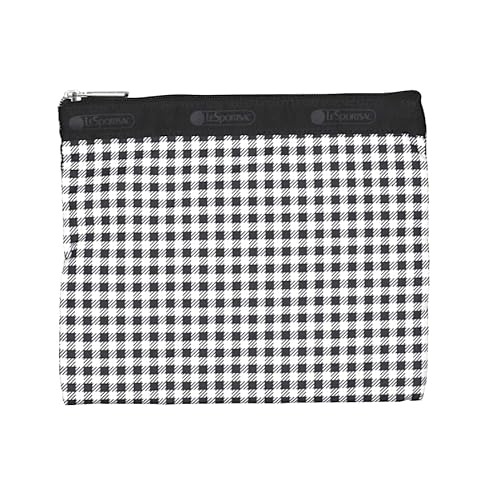 LeSportsac Gingham Check Noir Deluxe Everyday Crossbody Bag + Cosmetic Bag, Style 7507/Color U254, Sleek Black & Crisp White Unite in Bold Modern Classic Gingham Check, Sophisticated & Elegant
