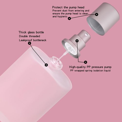 Jxcmeng 4 Pack 100ml/3.38 Oz Empty Frosted Glass Spray Bottle Perfume Atomizer, Refillable Spray Empty Perfume Bottles Fine Mist Atomizer Cosmetic Container for Travel (4 Pcs 100ml Frosted Bottles)
