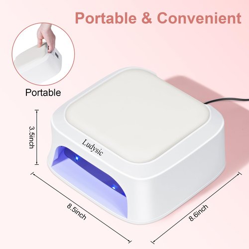 Ludysic UV LED Nail Lamp with Hand Pillow,48W UV Light for Gel Nails Nail Dryer with Smart Sensor, LCD Display Fast Curing Gel Nail Polish Nail Art Tools Manicure(White)