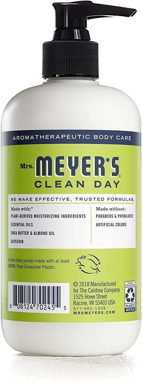 Mrs. MEYER'S CLEAN DAY Hand Lotion for Dry Hands, Non-Greasy Moisturizer Made with Essential Oils, Lemon Verbena 12 Fl Oz (Pack of 3)