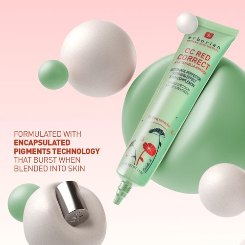 Erborian CC Red Correct - Skincare-First Green Color Corrector with Centella Asiatica, Illuminating Color Corrector with Redness Coverage & SPF 25 - Cica, Korean Skincare, 1.5 Oz
